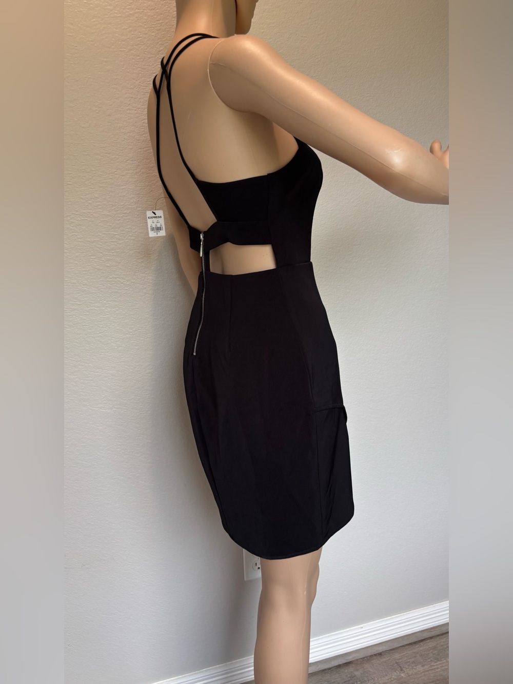 Express Black Asymmetrical Halter Sheath Dress - Picture 11 of 13